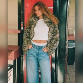 秋冬美单cotton性感帅酷环保皮草开衫 葡萄miki 狂野金钱豹 外套