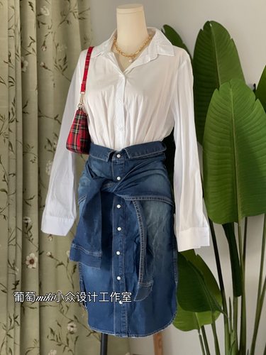 日本dan别致复古修身高腰牛仔裙