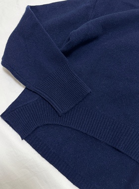 葡萄miki 海蓝宝石 秋冬百搭经典廓形立领羊毛套头针织毛衣