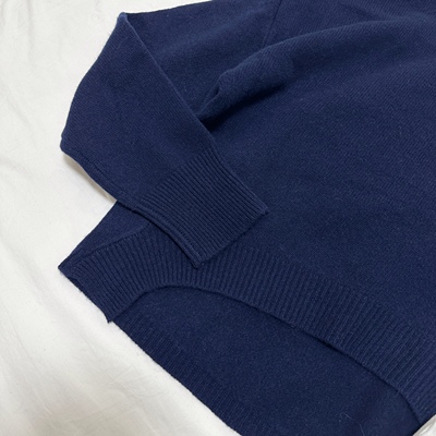 葡萄miki 海蓝宝石 秋冬百搭经典廓形立领羊毛套头针织毛衣