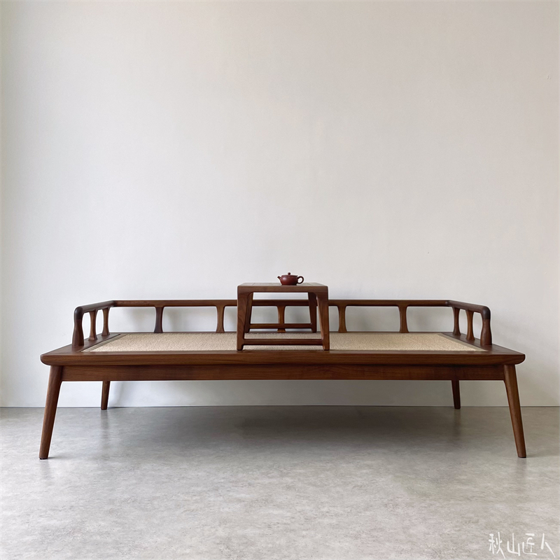 北美黑胡桃木罗汉床秋山匠人榫卯