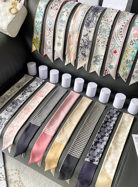 D高版本18姆米100%桑蚕丝真丝丝巾绑包丝带细窄长条发带丛林动物