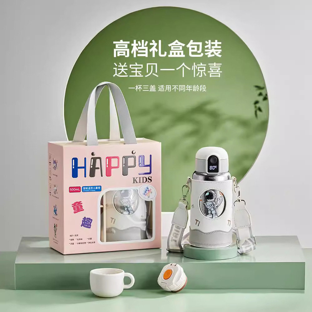 纯钛儿童吸管水杯食品级保温防漏小学生便携水壶幼儿园宝宝礼品杯