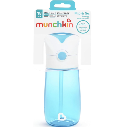德国直邮Munchkin Flip Go 婴儿吸管水杯 防漏355毫升 18个月开始