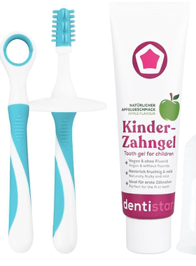 德国直邮dentistar婴幼儿护齿训练牙刷 儿童牙膏 舌苔刷 无氟无糖