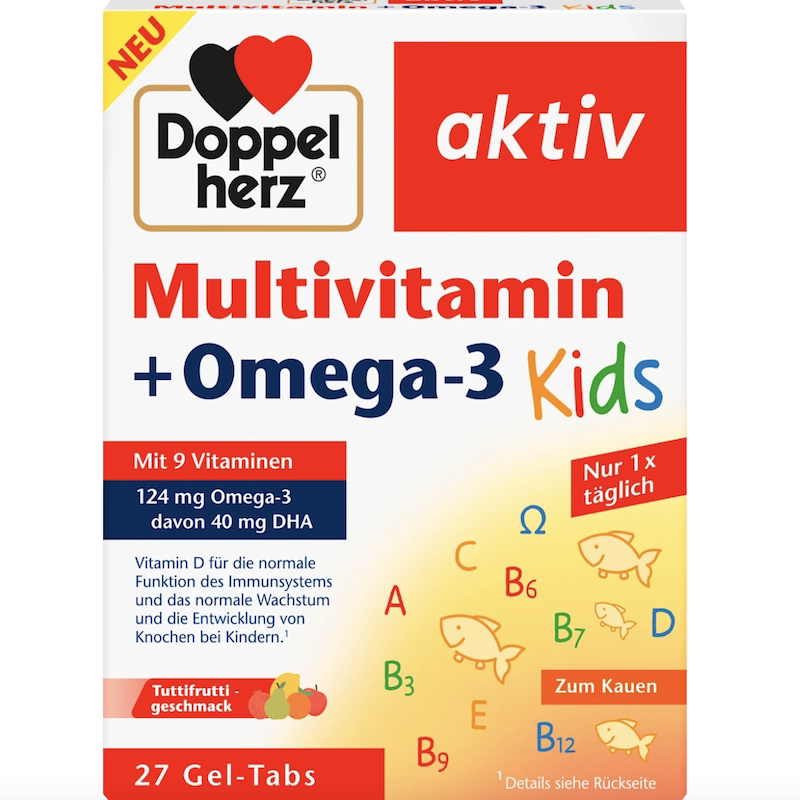 德国直邮Doppelherz Omega3 Kids双心儿童复合维生素咀嚼软糖DHA