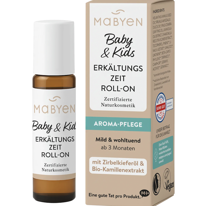 德国直邮 Mabyen有机婴儿宝宝驱寒滚珠精油 天然洋甘菊提取物10ml