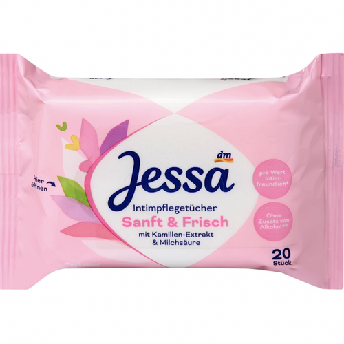 德国直邮 Jessa天然有机洋甘菊乳酸湿巾 私处温和清洁护理 无酒精
