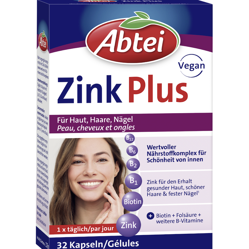 德国直邮 Abtei Zink Plus 锌片 生物素 叶酸 维生素B族 美肤护发