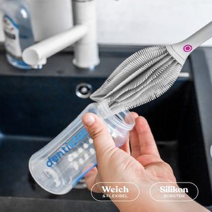 德国直邮 dentistar婴儿奶瓶餐具硅胶刷 双头深层清洁 洗碗机可用