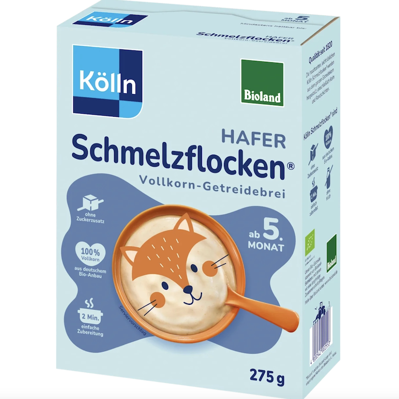 德国直邮 Kolln婴幼儿全谷物燕麦麦片米糊 低龄宝宝辅食米粉