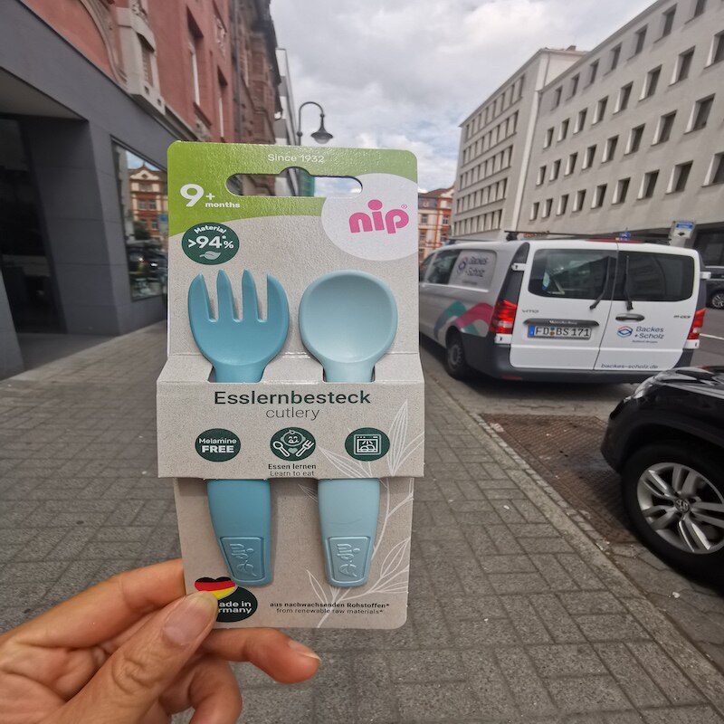 德国直邮 Nip婴儿宝宝辅食餐具叉勺无BPA人体工学可再生甘蔗9个月