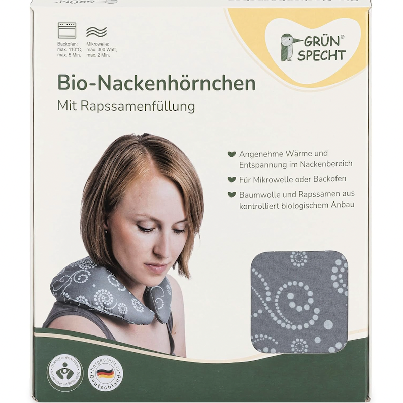 德国直邮 GRUNSPECHT有机棉暖颈枕头眼罩 舒缓颈肩腹部眼睛热敷袋