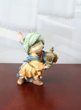 外贸原单树脂彩绘可爱男孩女孩马槽组三王人物圣诞摆件装饰品礼物