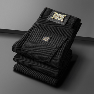 子男士 高端轻奢灯芯绒休闲裤 男直筒加绒加厚商务休闲宽松潮牌长裤