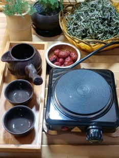 围炉煮茶甘肃罐罐茶煮茶器发热盘电炉可调温配树桩弯把煮茶罐整套