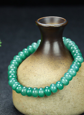 天然和田玉湖水蓝老型珠手串且末蓝算盘珠平安扣手链玉石项链手串