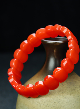 和田玉红玉手链本命年平安男女款南红玉石手排手串天然玉石手镯