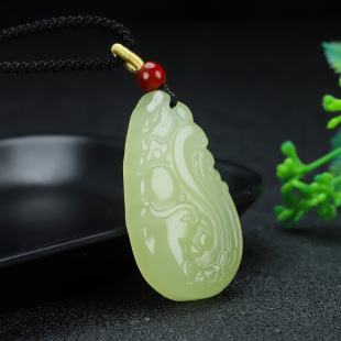 和田玉青白玉凤凰如意吊坠黄口料吉祥如意挂件锁骨链玉石吊坠玉坠