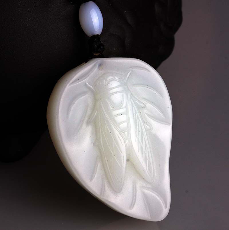 新疆和田玉蝉吊坠羊脂白玉一鸣惊人知了挂件男女款玉一夜暴富玉坠