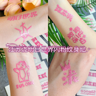 汪苏泷闪粉明日时间世界巡回演唱会粉色纹身贴妆容脸贴粉丝应援物