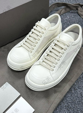 Rick RO主线男鞋25新款侵权款倒三角低帮板鞋正确版奶香底小白鞋