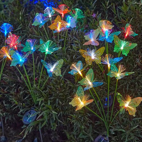太阳能光纤蝴蝶灯地插草坪灯