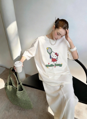 Hello Kitty卡通印花短袖t恤女2026新款夏季宽松慵懒风宽松上衣YU