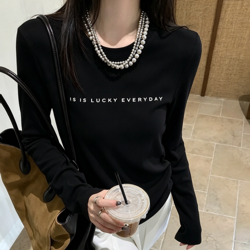 ZW卓娃正品前后烫钻字母长袖T恤女秋冬款修身显瘦打底衫上衣33363
