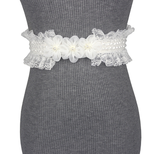 饰女士裙子弹力松紧宽腰封黑色 腰带装 时尚 蕾丝花边百搭连衣裙衬衫