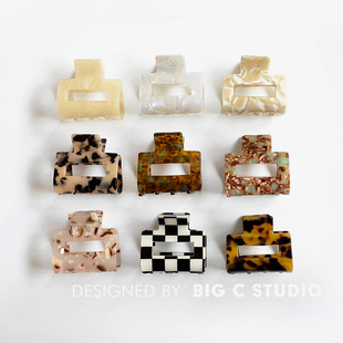 韩国发饰醋酸方形抓夹ins少女高级感后脑勺鲨鱼发盘发夹子发饰品