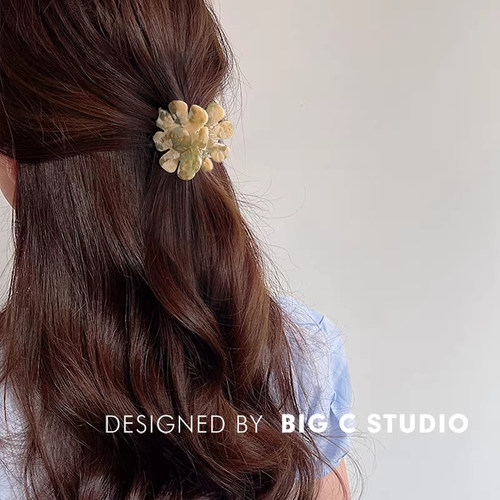韩系甜美醋酸立体花朵抓夹