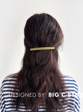 韩国复古果绿色醋酸弹簧高级感马尾一字夹半扎发百搭细长条发夹子