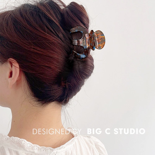 法式金标醋酸南瓜抓夹大号鲨鱼夹