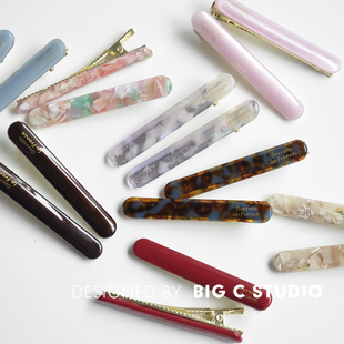 一对装 韩国金标醋酸一字夹侧边刘海发夹可爱少女百搭鸭嘴夹发饰