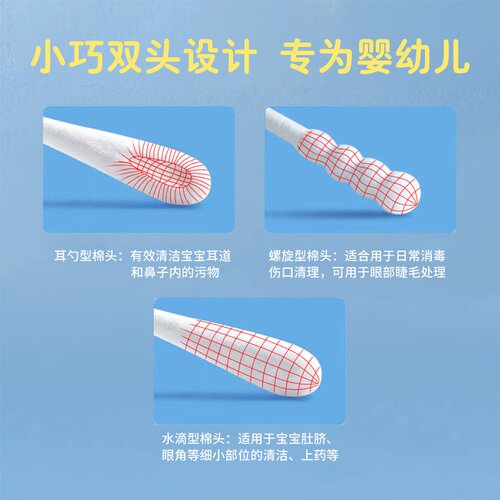婴儿棉签耳勺超细一次性掏耳勺宝宝螺旋耳勺棉签支持