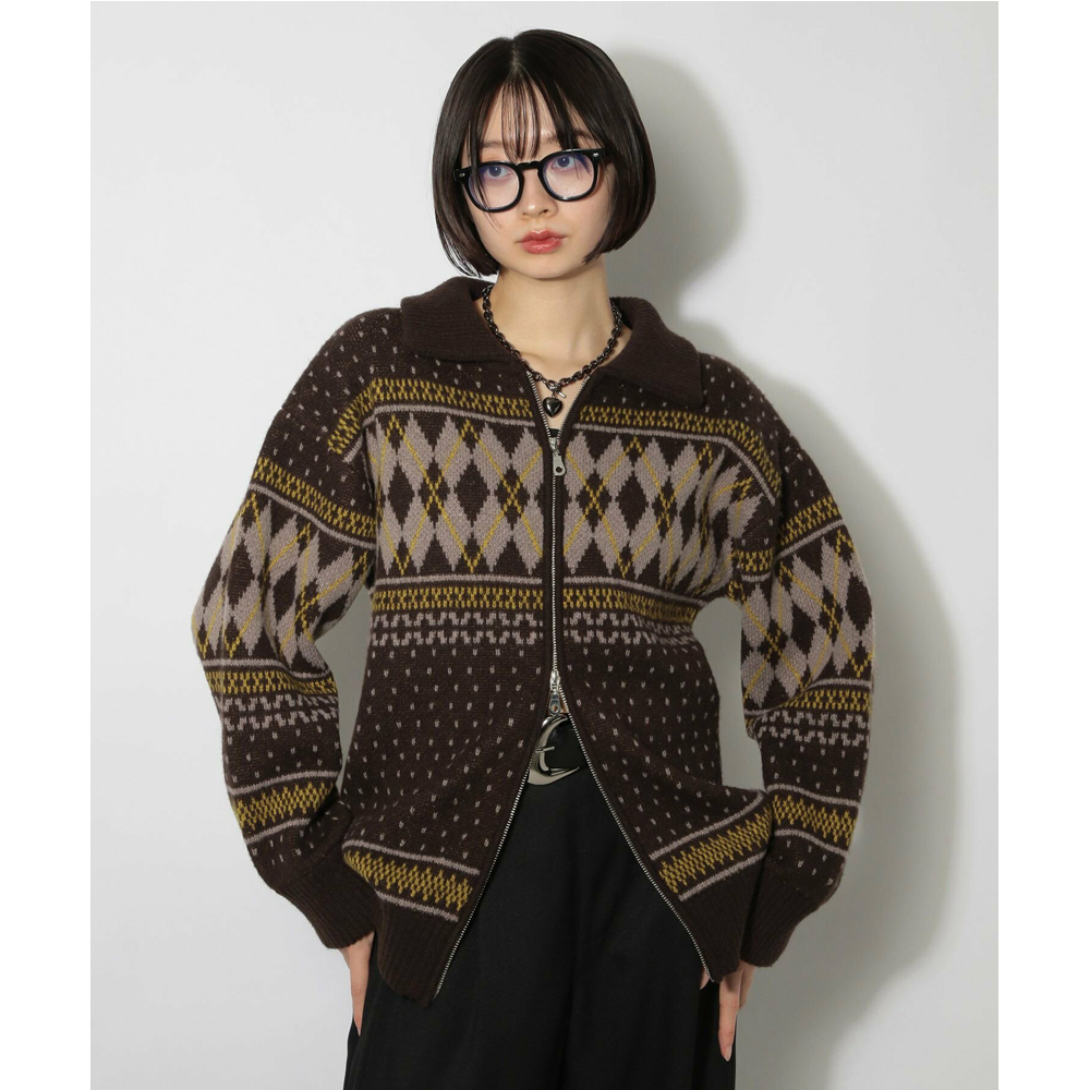 日单p@geb*y纯原2025秋冬新品复古经典厚实菱形格纹针织毛衣开衫