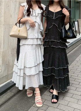 日单RM@F纯原2025夏新品优雅气质休闲百搭荷叶边无袖连衣裙