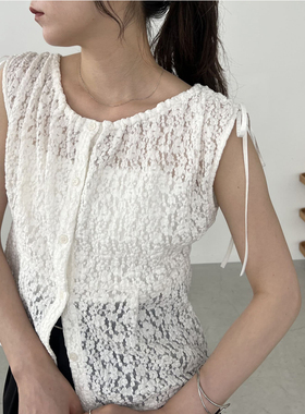 日单CAPR**X LE**GE纯原新品优雅气质休闲半透镂空无袖衬衫