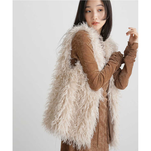 清*日单nbb纯原2024秋冬新品优雅气质百搭防皮草毛茸茸马甲外套