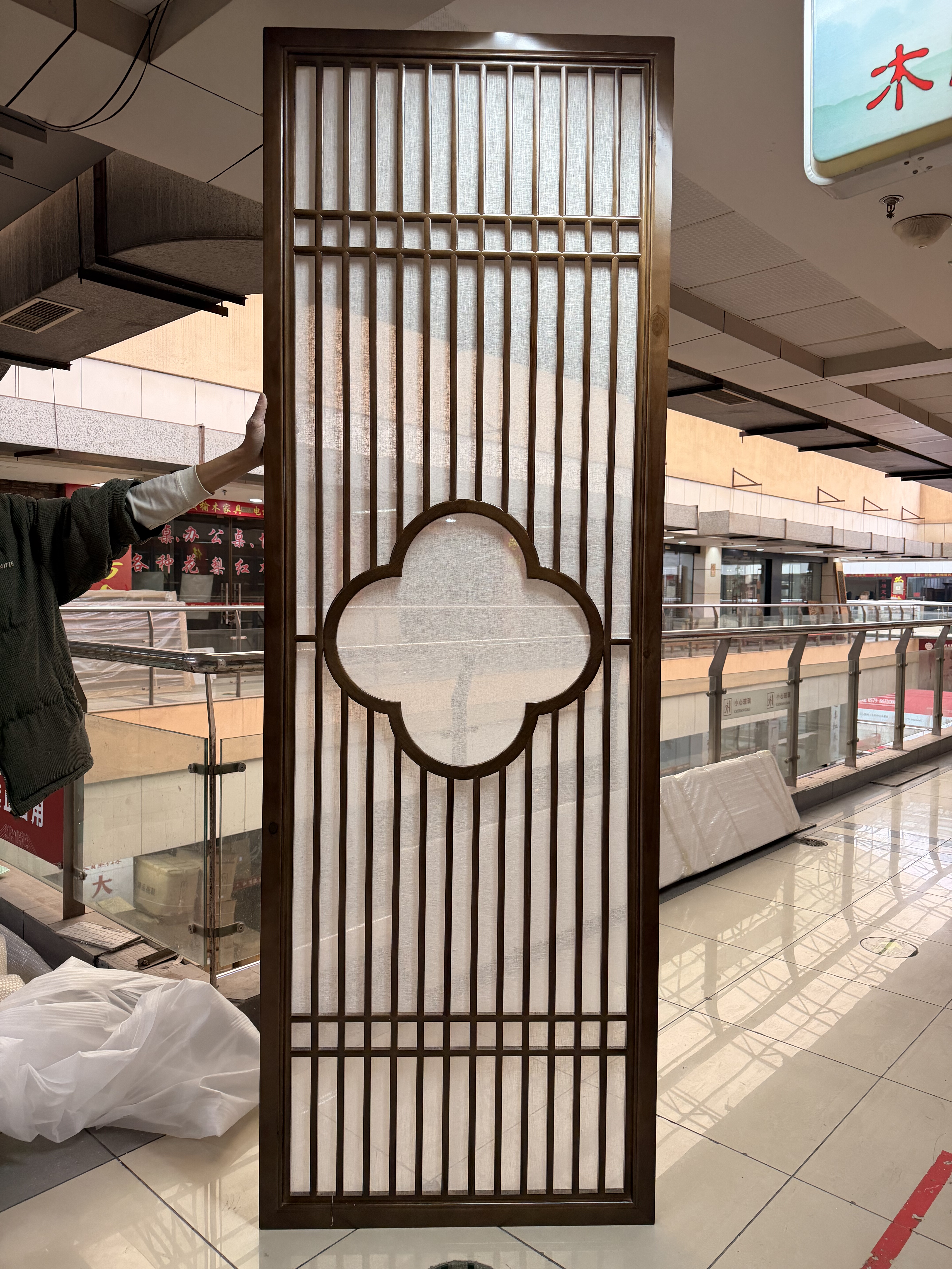 新中式屏风隔断客厅办公茶室餐厅入户正对门玄关遮挡实木格栅