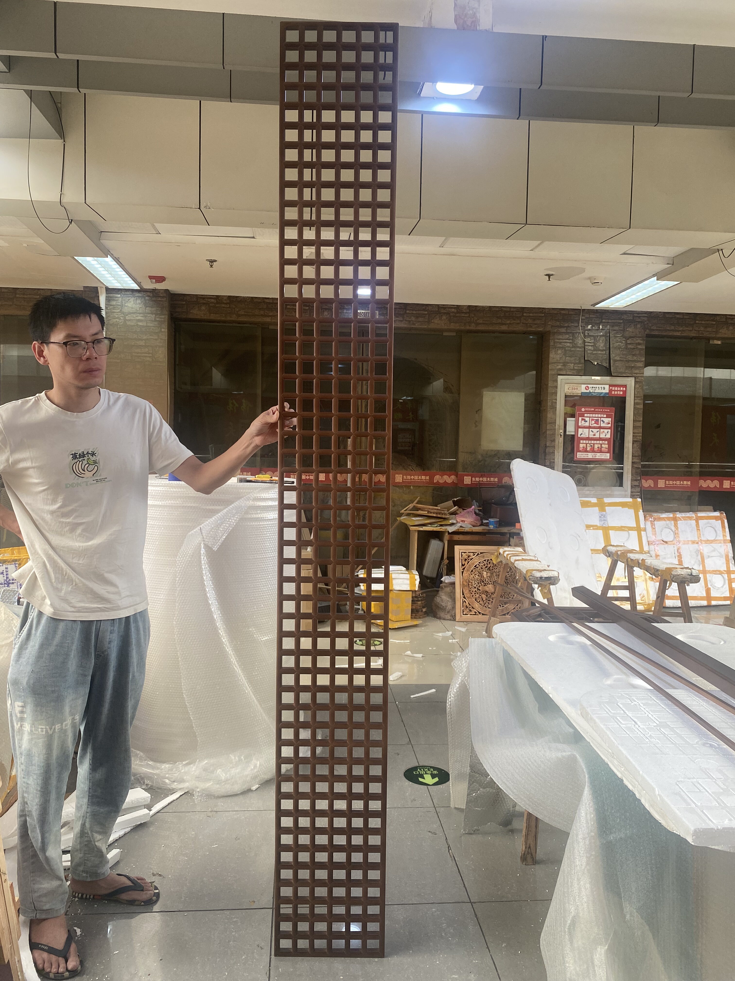 新中式屏风实木花格隔断屏风新中式田十方格子栅玄关客厅入户花窗