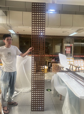 新中式屏风实木花格隔断屏风新中式田十方格子栅玄关客厅入户花窗
