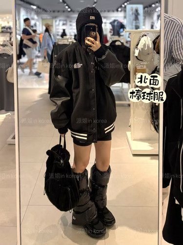 反季折扣！派姐inKorea北面白标25保暖夹棉拼接棒球服外套NJ3NR59