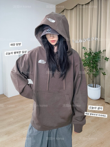 派姐inKorea北面普标26百搭纯色连帽长袖卫衣男女NM5PS52