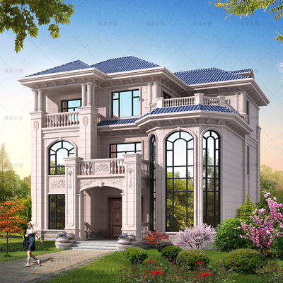 318大气豪华欧式别墅设计图纸三层新农村自建房全套施工图复式楼