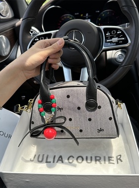 JULIA COURIER女包荔枝纹紫色波士顿包包女2025新款单肩斜挎腋下