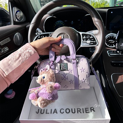 JULIACOURIER女包公仔压纹波士顿包包2026新款单肩斜挎手提包百搭