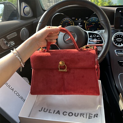 JULIA COURIER女包麂皮绒手提凯莉包包女2025新款单肩斜挎小方包