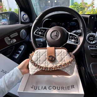 JULIA 潮单肩斜挎小方包百搭 COURIER女包菱格链条包包女2026新款